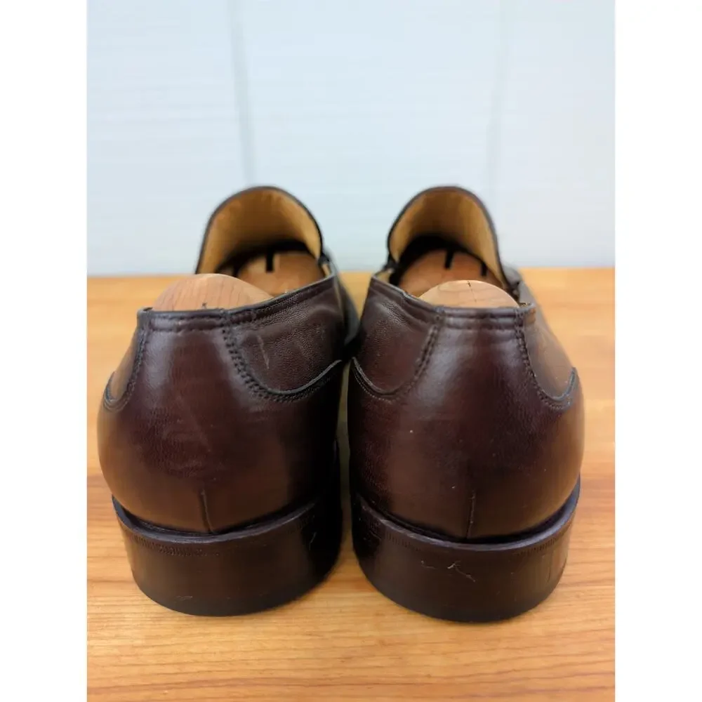 Bruno Magli Mens Brice Brown Leather Dress Shoes 12 Wide Slip On Loafers Italy
